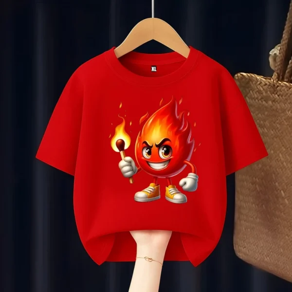 Cartoon Fire Kids T Shirt