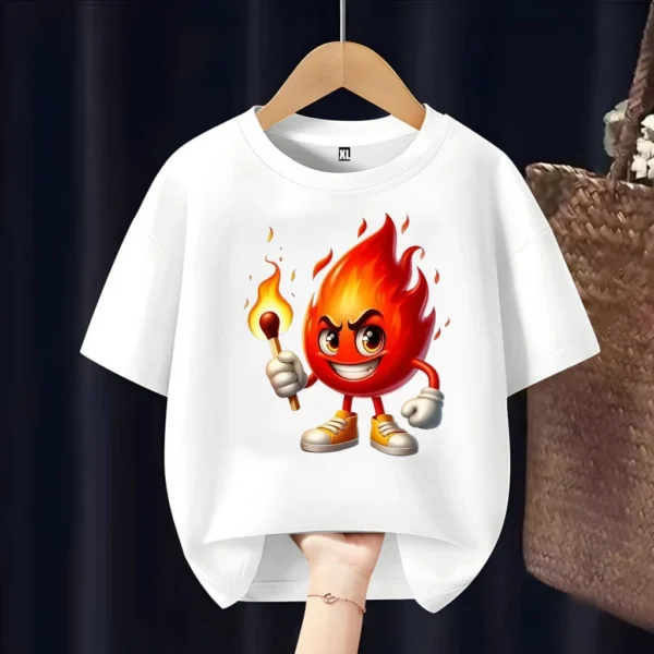 Cartoon Fire Kids T Shirt