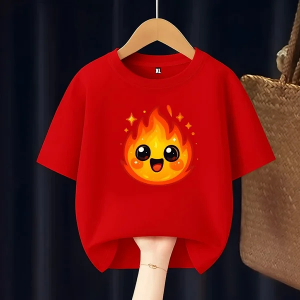 Cartoon Fire Kids T Shirt
