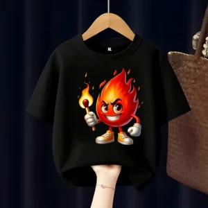 Cartoon Fire Kids T Shirt
