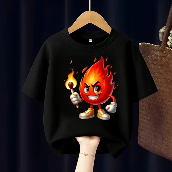 Cartoon Fire Kids T Shirt